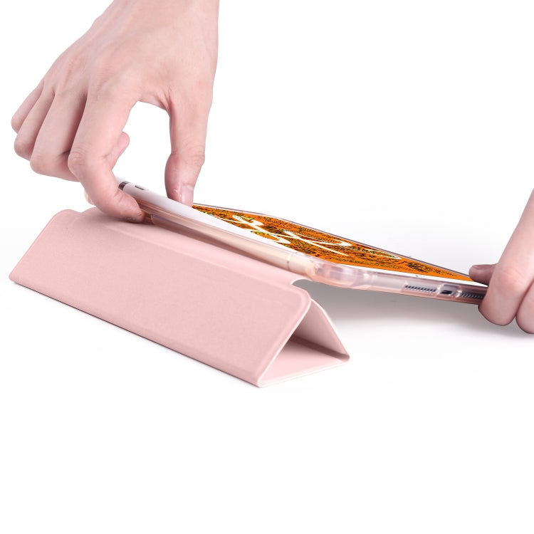 For iPad Mini 5 / Mini 4 3-folding Horizontal Flip PU Leather + Shockproof TPU Case with Holder & Pen Slot(Pink) - iPad mini (2019) / mini 5 Cases by PMC TechLife | Online Shopping South Africa | PMC TechLife | Buy Now Pay Later Mobicred