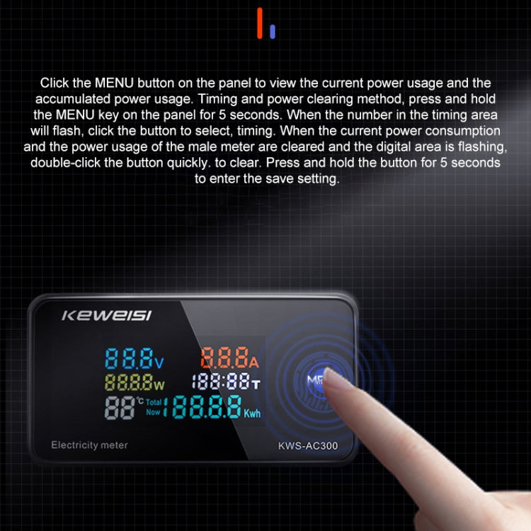 KWS-AC300-100A 50-300V AC Digital Current Voltmeter with Opening Transformer(Black) - Current & Voltage Tester by PMC TechLife | Online Shopping South Africa | PMC TechLife | Buy Now Pay Later Mobicred