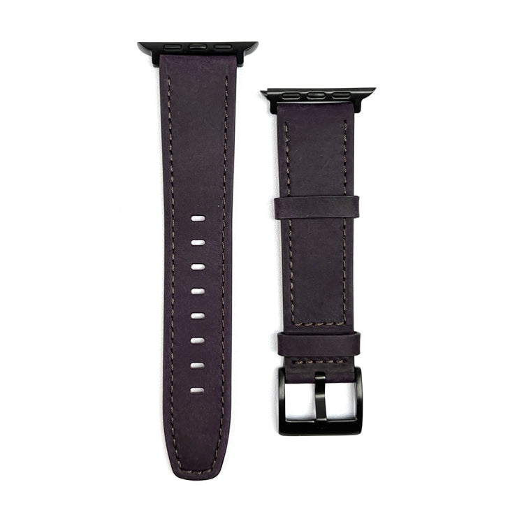For Apple Watch SE 2023 44mm Retro Texture Leather Watch Band(Purple) - Watch Bands by PMC TechLife | Online Shopping South Africa | PMC TechLife