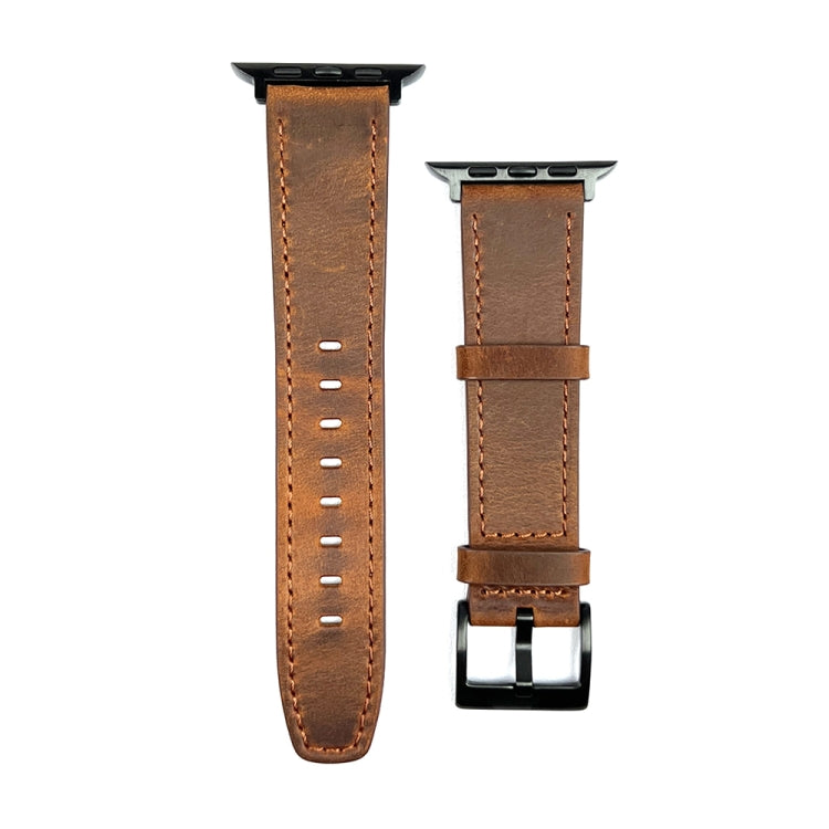 For Apple Watch 9 41mm Retro Texture Leather Watch Band(Brown) - Watch Bands by PMC TechLife | Online Shopping South Africa | PMC TechLife