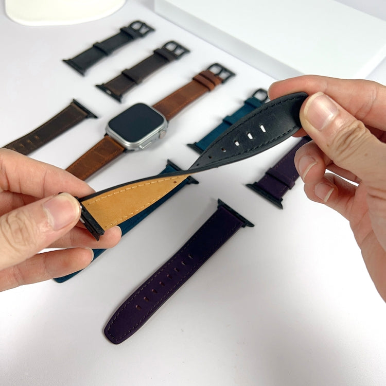 For Apple Watch 9 41mm Retro Texture Leather Watch Band(Brown) - Watch Bands by PMC TechLife | Online Shopping South Africa | PMC TechLife