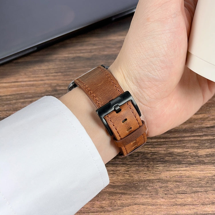 For Apple Watch 9 41mm Retro Texture Leather Watch Band(Black) - Watch Bands by PMC TechLife | Online Shopping South Africa | PMC TechLife