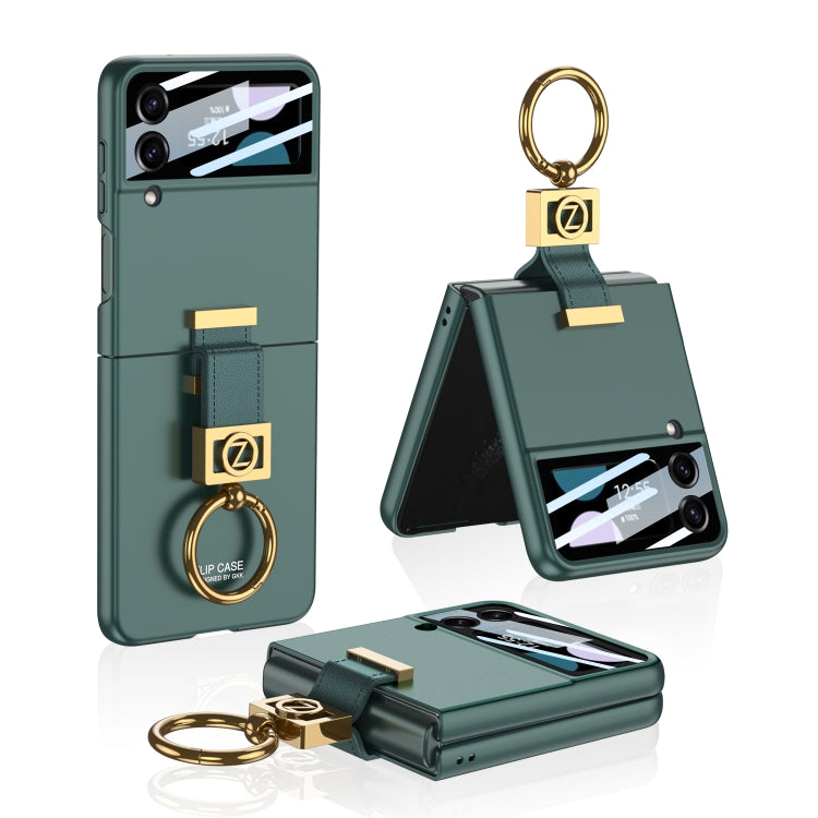 For Samsung Galaxy Z Flip3 5G GKK Integrated Ultra-thin Phone Case with Z Ring Holder(Green) - Galaxy Phone Cases by GKK | Online Shopping South Africa | PMC Jewellery