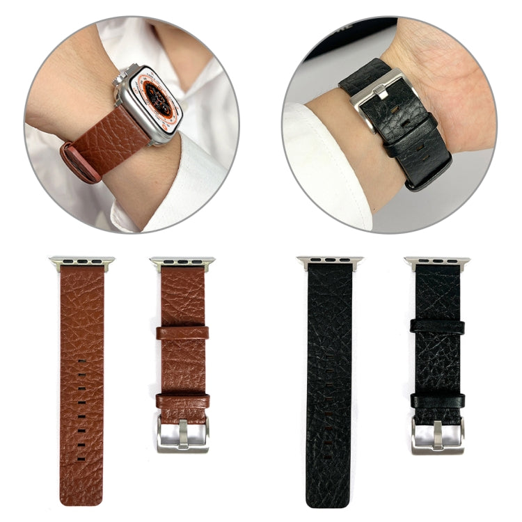 For Apple Watch 9 41mm Buffalo Leather Watch Band(Brown) - Watch Bands by PMC TechLife | Online Shopping South Africa | PMC TechLife