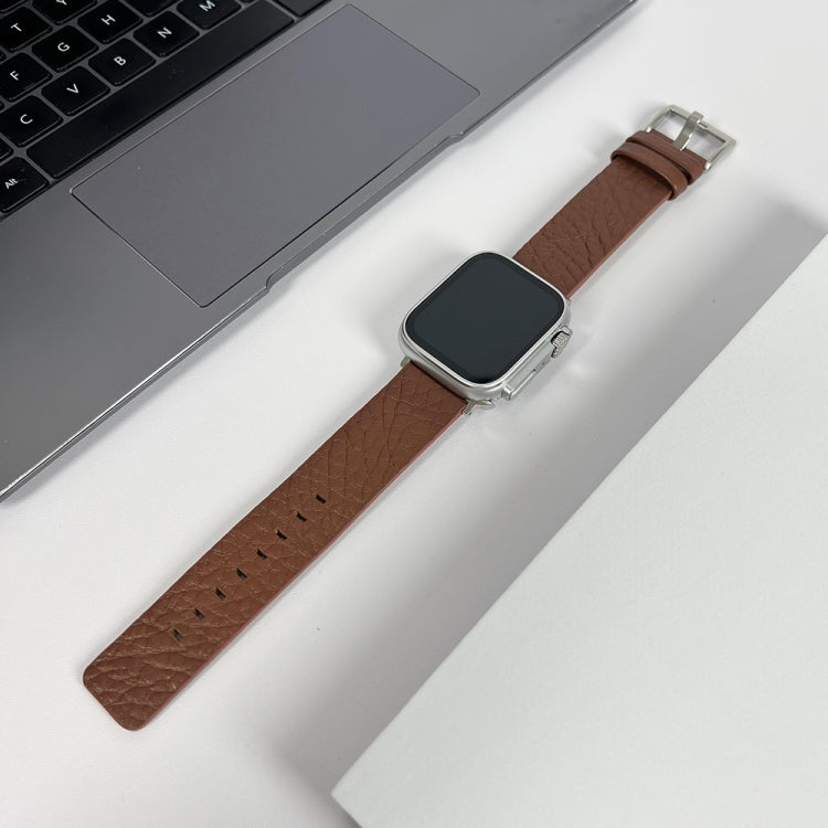 For Apple Watch 9 45mm Buffalo Leather Watch Band(Black) - Watch Bands by PMC TechLife | Online Shopping South Africa | PMC TechLife