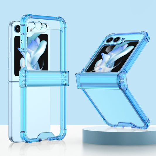 For Samsung Galaxy Z Flip5 GKK Electroplated Airbag Hinge Shockproof Phone Case with Ring Holder(Transparent Blue) - Galaxy Z Flip5 Cases by GKK | Online Shopping South Africa | PMC Jewellery