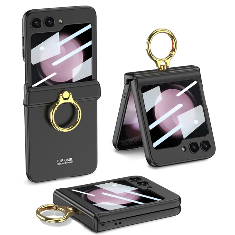 For Samsung Galaxy Z Flip5 GKK Integrated Magnetic Hinge Phone Case with Ring Holder(Black) - Galaxy Z Flip5 Cases by GKK | Online Shopping South Africa | PMC TechLife | Buy Now Pay Later Mobicred