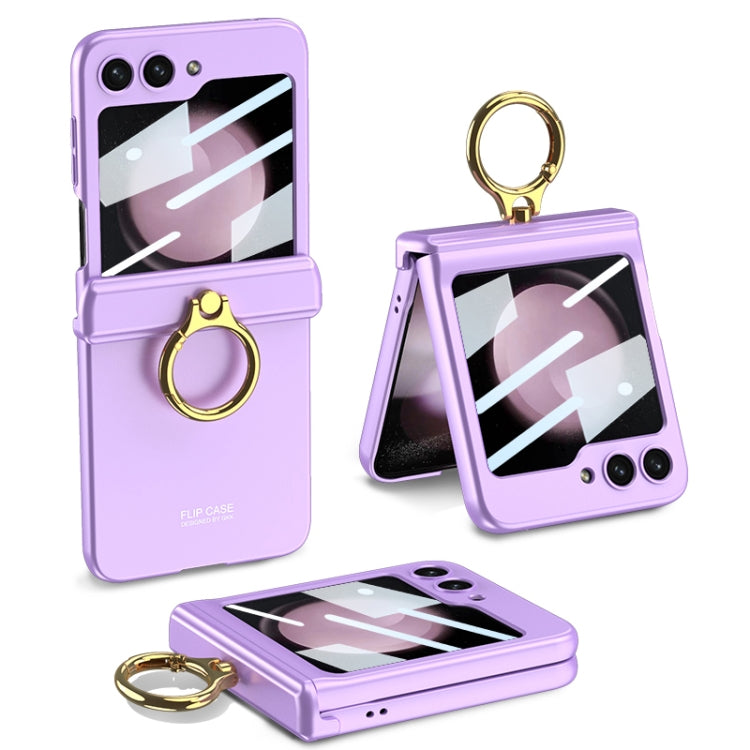 For Samsung Galaxy Z Flip5 GKK Integrated Magnetic Hinge Phone Case with Ring Holder(Purple) - free shipping - PMC TechLife - Order now!