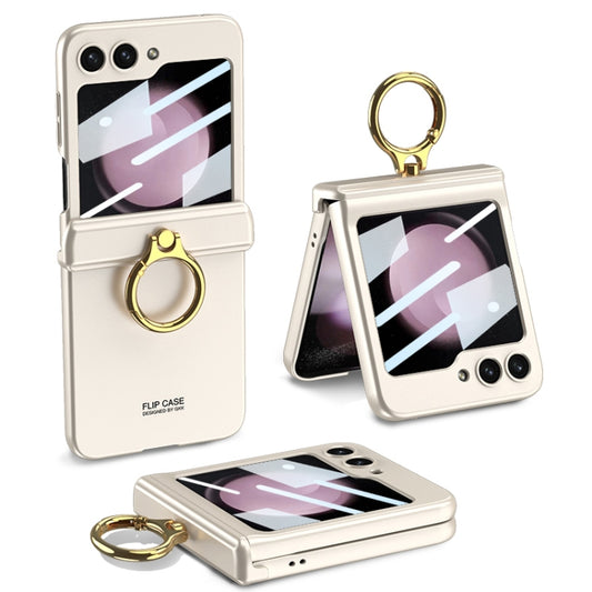 For Samsung Galaxy Z Flip5 GKK Integrated Magnetic Hinge Phone Case with Ring Holder(White) - Galaxy Z Flip5 Cases by GKK | Online Shopping South Africa | PMC Jewellery