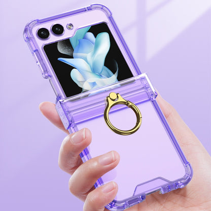 For Samsung Galaxy Z Flip5 Gkk Airbag Hinge Silicone Phone Case with Ring Holder(Transparent Blue) - Galaxy Z Flip5 Cases by GKK | Online Shopping South Africa | PMC Jewellery | Buy Now Pay Later Mobicred