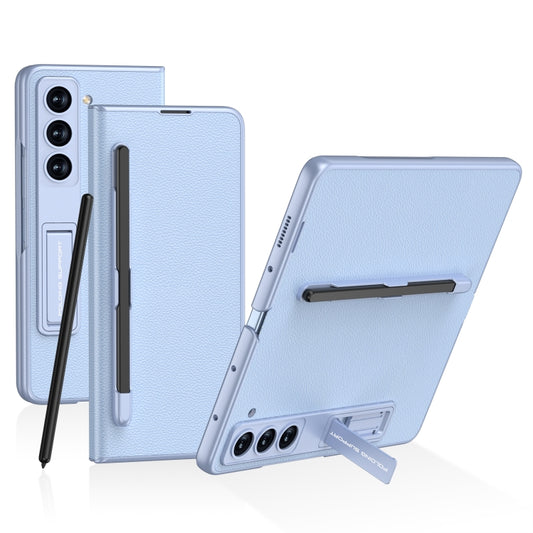 For Samsung Galaxy Z Fold5 GKK Flip Leather All-Inclusive Phone Case with Pen Holder(Light Blue) - Galaxy Z Fold5 Cases by GKK | Online Shopping South Africa | PMC Jewellery | Buy Now Pay Later Mobicred