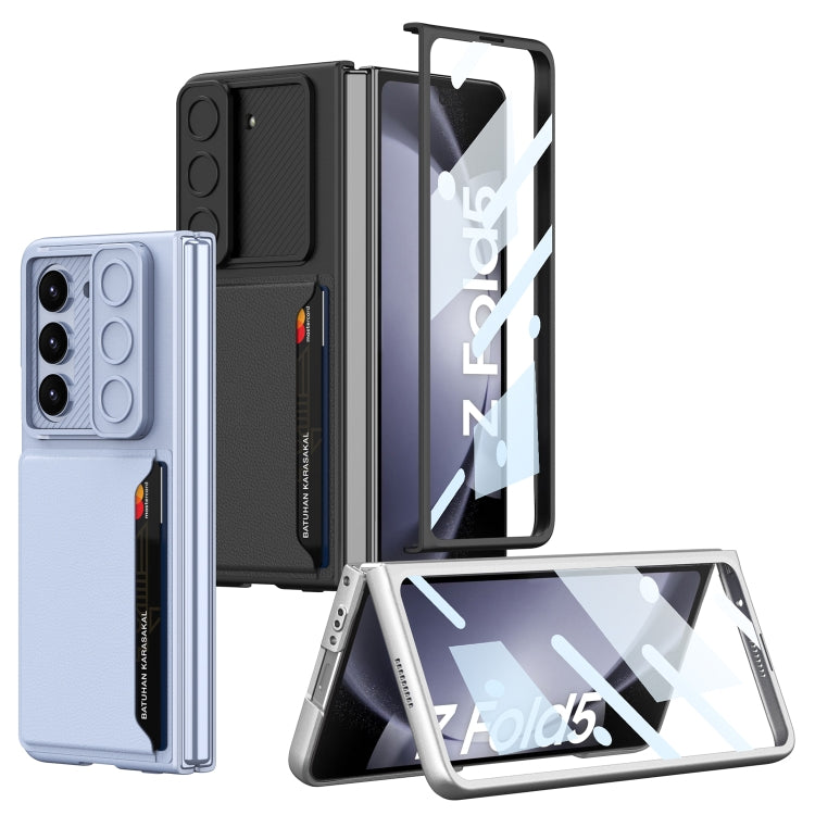 For Samsung Galaxy Z Fold5 GKK Integrated Ultra-thin Sliding Window Folding Phone Case with Card Holder(Carbon Fiber) - Galaxy Z Fold5 Cases by GKK | Online Shopping South Africa | PMC Jewellery