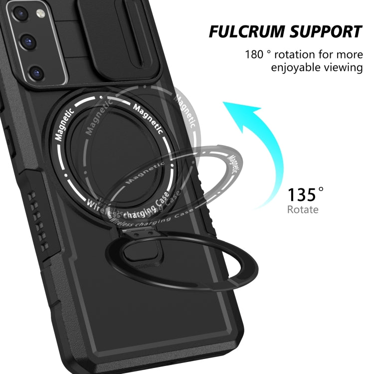 For Samsung Galaxy S20 FE Sliding Camshield Magsafe Holder TPU Hybrid PC Phone Case(Black) - Galaxy Phone Cases by PMC TechLife | Online Shopping South Africa | PMC TechLife