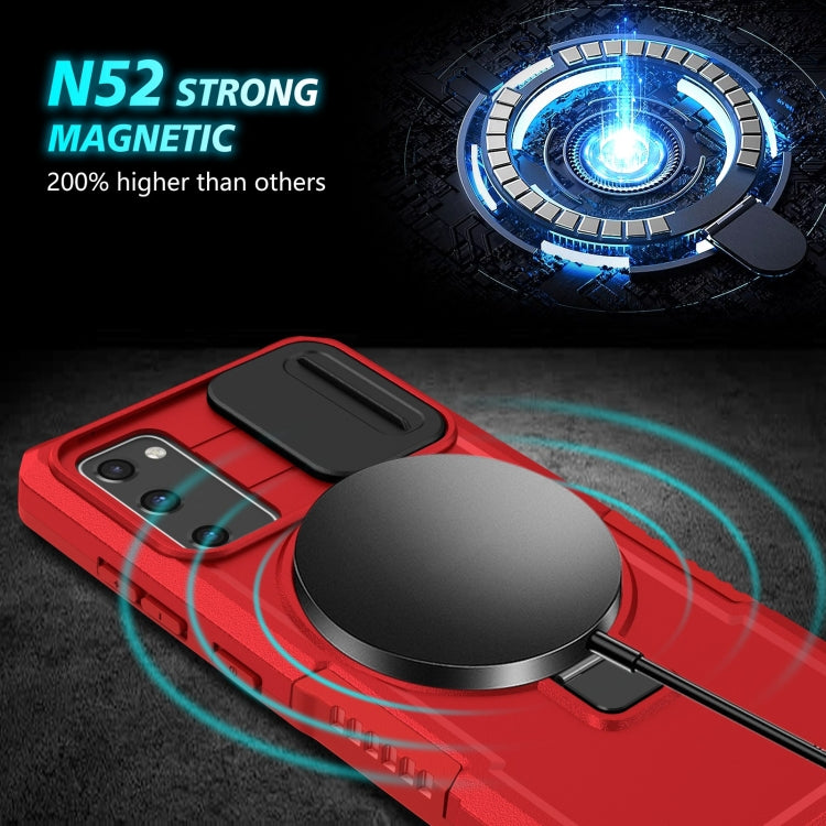 For Samsung Galaxy S20 FE Sliding Camshield Magsafe Holder TPU Hybrid PC Phone Case(Red) - Galaxy Phone Cases by PMC TechLife | Online Shopping South Africa | PMC TechLife