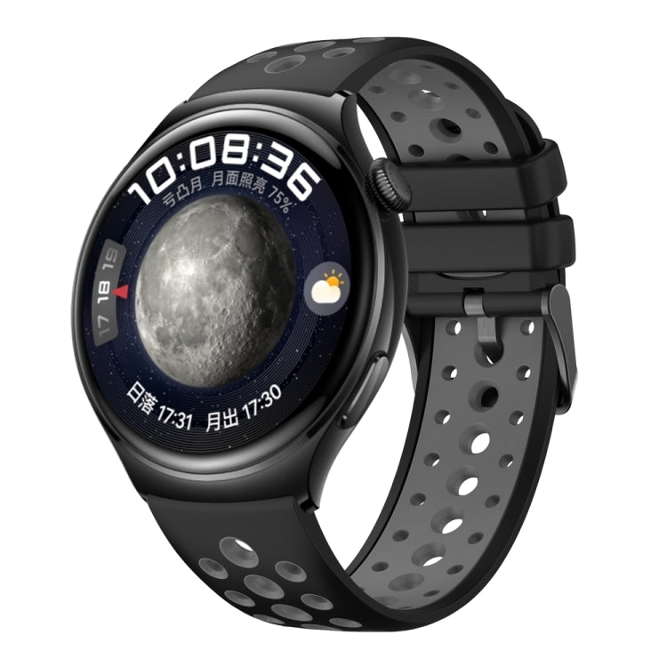 For Huawei Watch 4 Two Color Round Hole Silicone Watch Band(Black Grey) - Watch Bands by PMC TechLife | Online Shopping South Africa | PMC TechLife