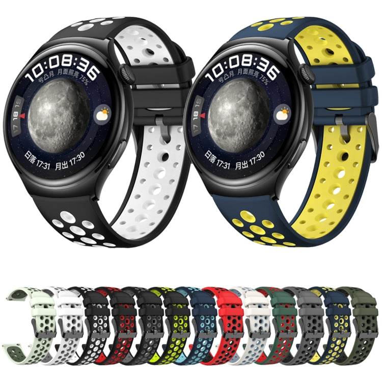 For Huawei Watch 4 Two Color Round Hole Silicone Watch Band(Black Red) - Watch Bands by PMC TechLife | Online Shopping South Africa | PMC TechLife