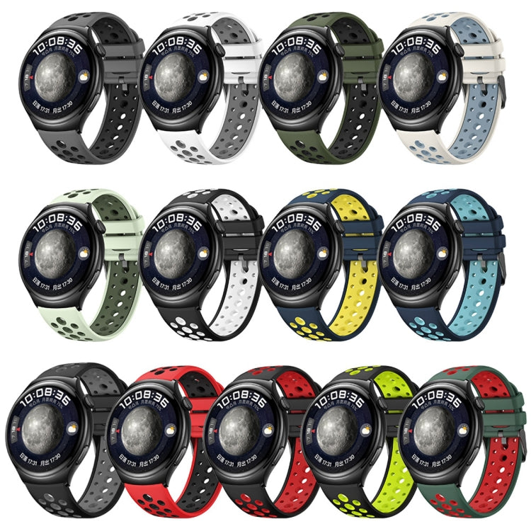 For Huawei Watch 4 Two Color Round Hole Silicone Watch Band(Mint Green) - Watch Bands by PMC TechLife | Online Shopping South Africa | PMC TechLife