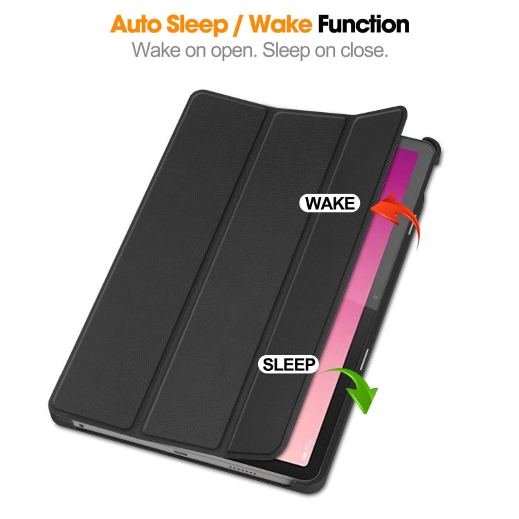 For Lenovo Tab P12/Xiaoxin Pad Pro 12.7 inch Custer Solid Color 3-Fold Stand Leather Tablet Case(Black) - Lenovo by PMC TechLife | Online Shopping South Africa | PMC TechLife | Buy Now Pay Later Mobicred
