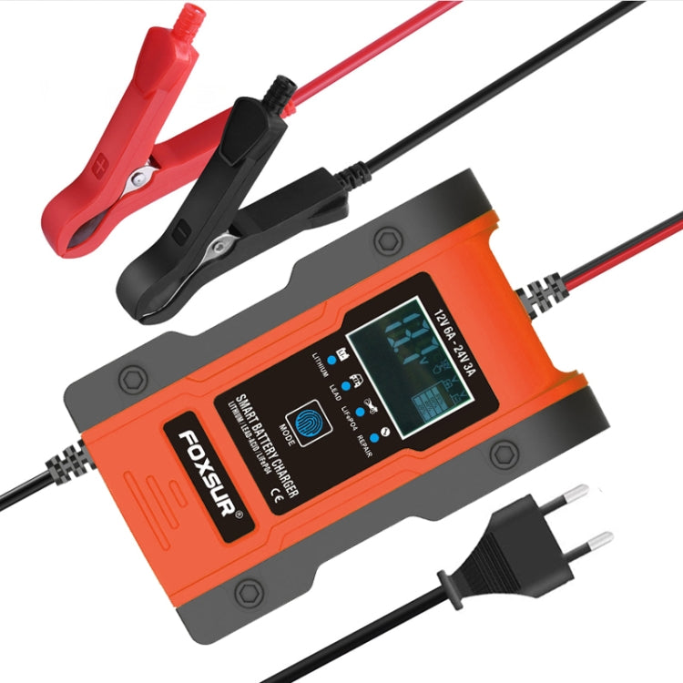 FOXSUR 12V-24V Car Motorcycle Repair Battery Charger AGM Charger Color:Red(EU Plug) - Battery Charger by FOXSUR | Online Shopping South Africa | PMC Jewellery | Buy Now Pay Later Mobicred