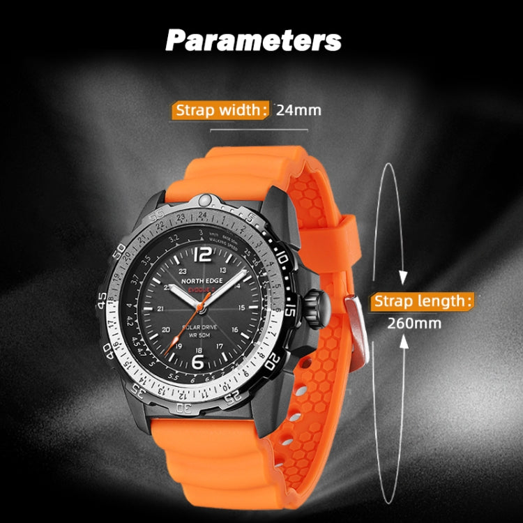 NORTH EDGE EVOQUE2 Outdoor Waterproof Solar Charging Sports Watch(Orange) - Sport Watches by NORTH EDGE | Online Shopping South Africa | PMC Jewellery | Buy Now Pay Later Mobicred