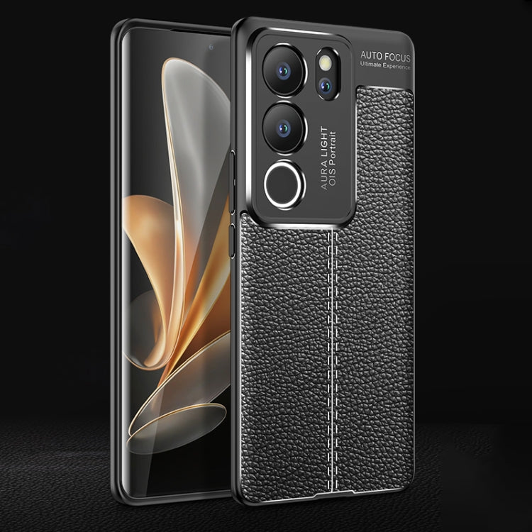 For vivo S17/S17 Pro/V29 5G Litchi Texture Shockproof TPU Phone Case(Black) - free shipping - PMC TechLife - Order now!