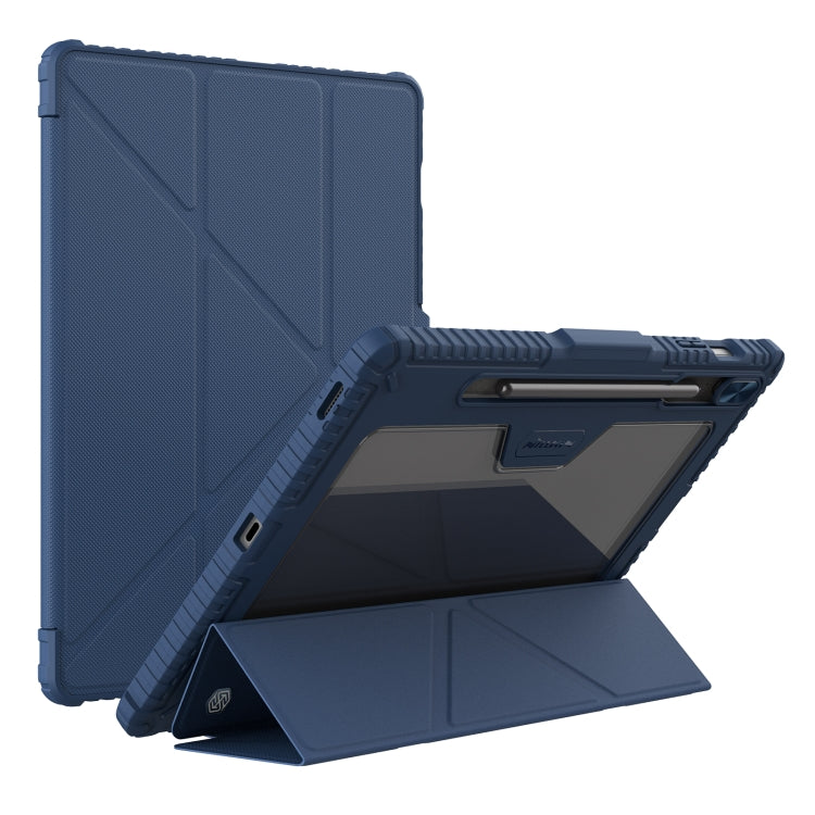 For Samsung Galaxy Tab S9 FE+ NILLKIN Bumper Pro Multi-angle Folding Style Tablet Leather Case(Blue) - Galaxy Tab S9 FE+ by NILLKIN | Online Shopping South Africa | PMC Jewellery