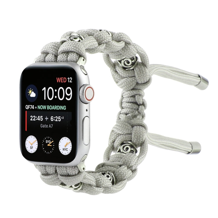 For Apple Watch Series 7 41mm Silk Silver Beads Braided Watch Band(Grey) - Watch Bands by PMC TechLife | Online Shopping South Africa | PMC TechLife