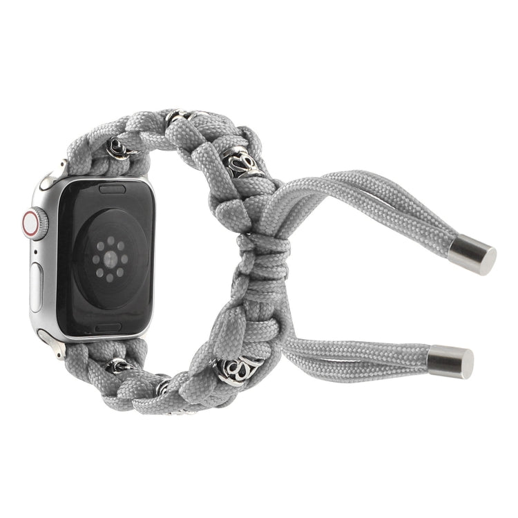 For Apple Watch Series 6 44mm Silk Silver Beads Braided Watch Band(Grey) - Watch Bands by PMC TechLife | Online Shopping South Africa | PMC TechLife