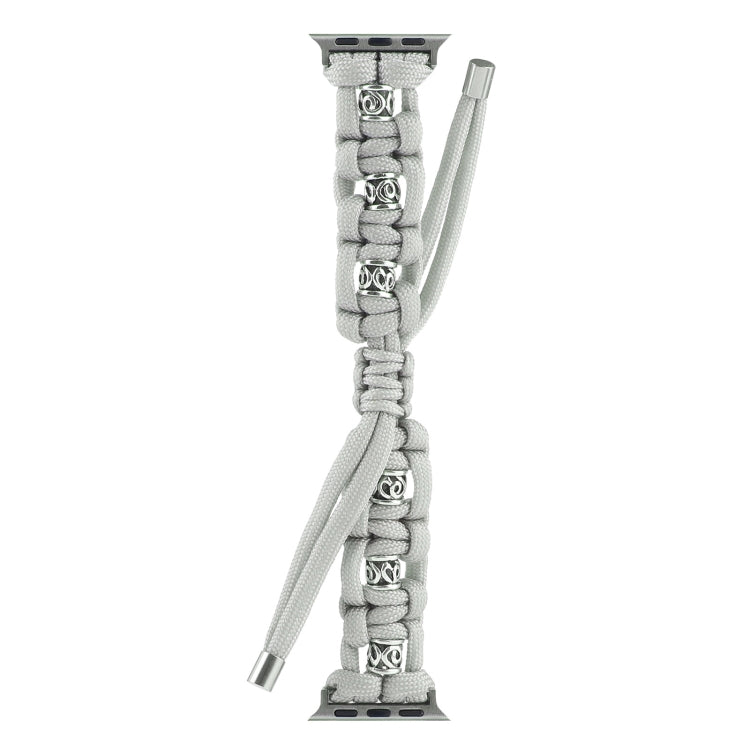 For Apple Watch Series 4 40mm Silk Silver Beads Braided Watch Band(Grey) - Watch Bands by PMC TechLife | Online Shopping South Africa | PMC TechLife