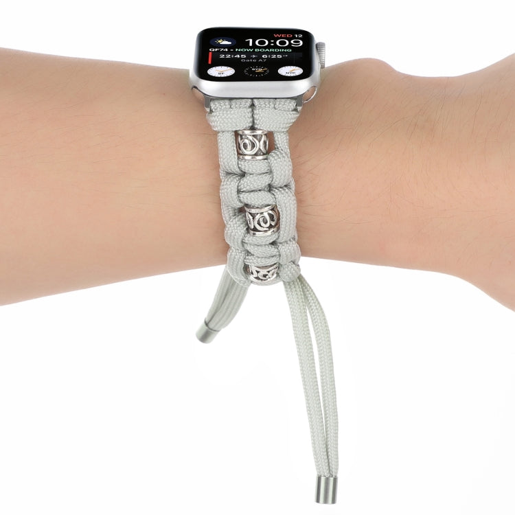 For Apple Watch Series 2 42mm Silk Silver Beads Braided Watch Band(Grey) - free shipping - PMC TechLife - Order now!