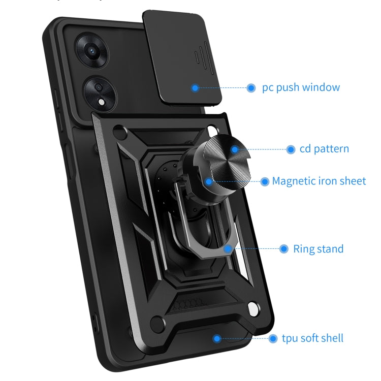 For OPPO A58 4G Global Sliding Camera Cover Design TPU+PC Phone Case(Black) - free shipping - PMC TechLife - Order now!