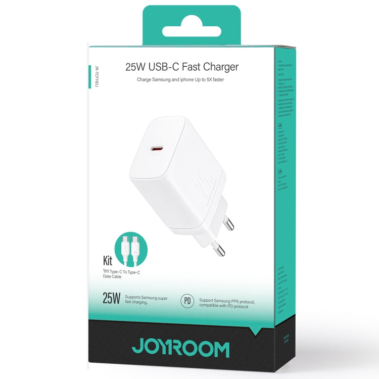 JOYROOM JR-TCF11 25W USB-C / Type-C Port Fast Charger with Cable Set, EU Plug(White) - USB Charger by JOYROOM | Online Shopping South Africa | PMC Jewellery