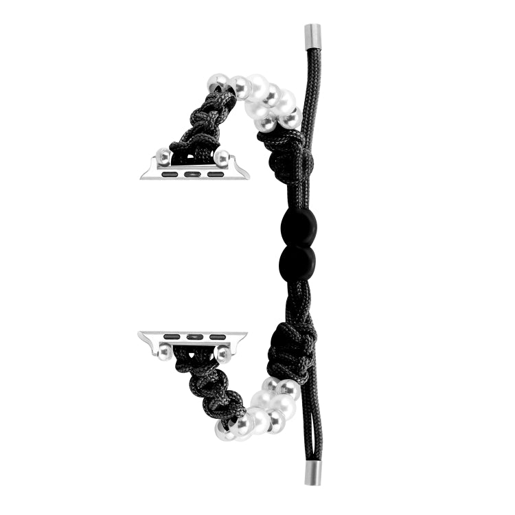 For Apple Watch SE 40mm Paracord Row Beads Drawstring Braided Watch Band(Black) - Watch Bands by PMC TechLife | Online Shopping South Africa | PMC TechLife