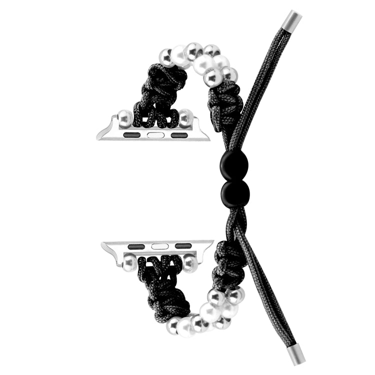 For Apple Watch Series 2 42mm Paracord Row Beads Drawstring Braided Watch Band(Black) - free shipping - PMC TechLife - Order now!
