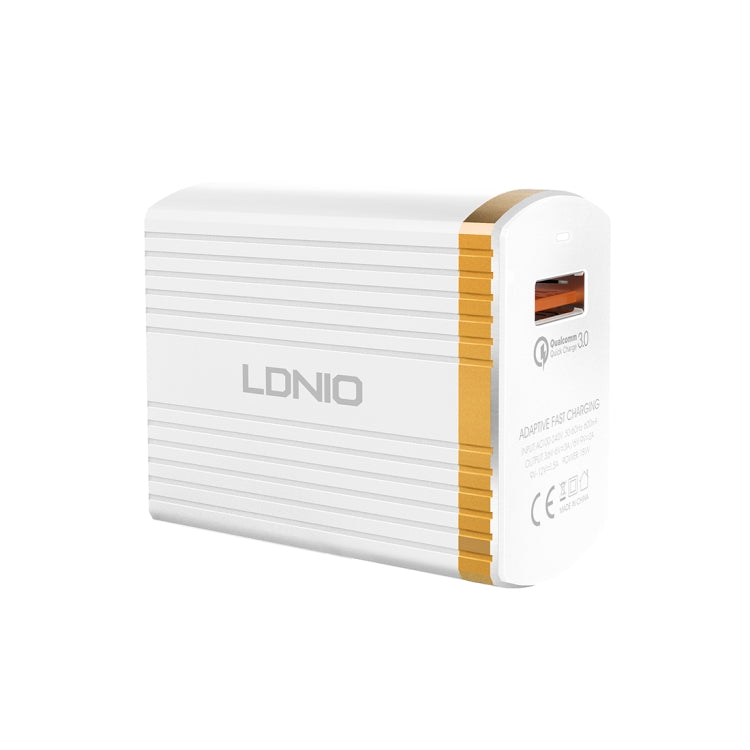 LDNIO A1302Q 2 in 1 18W QC3.0 USB Interface Grid Shape Travel Charger Mobile Phone Charger with Type-C / USB-C Data Cable, EU Plug - free shipping - PMC TechLife - Order now!