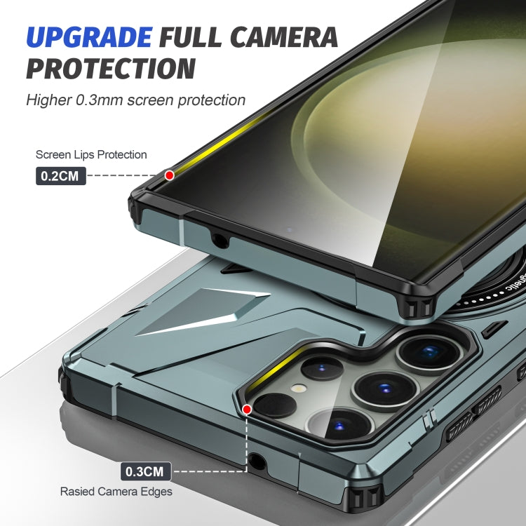 For Samsung Galaxy S23 5G MagSafe Magnetic Shockproof Phone Case with Ring Holder(Green) - Galaxy S23 5G Cases by PMC TechLife | Online Shopping South Africa | PMC TechLife