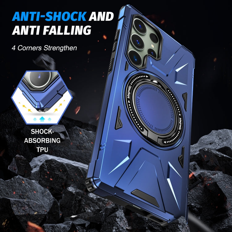 For Samsung Galaxy S23 Ultra 5G MagSafe Magnetic Shockproof Phone Case with Ring Holder(Navy Blue) - Galaxy S23 Ultra 5G Cases by PMC TechLife | Online Shopping South Africa | PMC TechLife