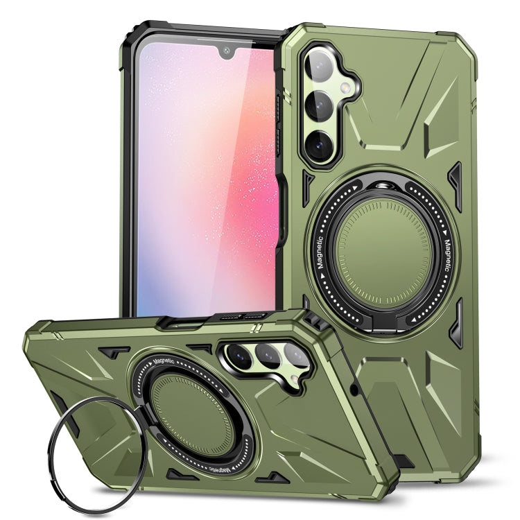 For Samsung Galaxy A14 4G/5G MagSafe Magnetic Shockproof Phone Case with Ring Holder(Dark Green) - Galaxy Phone Cases by PMC TechLife | Online Shopping South Africa | PMC TechLife