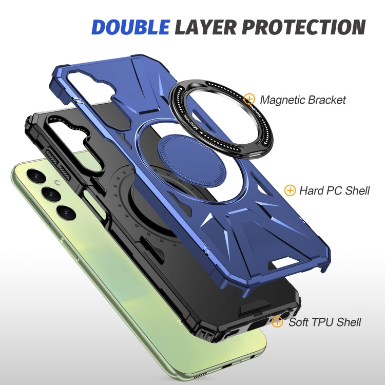 For Samsung Galaxy A24 5G MagSafe Magnetic Shockproof Phone Case with Ring Holder(Navy Blue) - Galaxy Phone Cases by PMC TechLife | Online Shopping South Africa | PMC TechLife