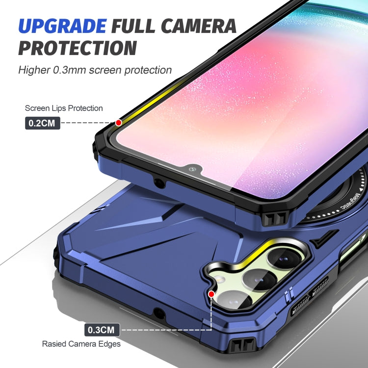 For Samsung Galaxy A24 5G MagSafe Magnetic Shockproof Phone Case with Ring Holder(Navy Blue) - Galaxy Phone Cases by PMC TechLife | Online Shopping South Africa | PMC TechLife