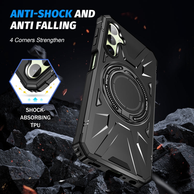 For Samsung Galaxy A24 5G MagSafe Magnetic Shockproof Phone Case with Ring Holder(Black) - Galaxy Phone Cases by PMC TechLife | Online Shopping South Africa | PMC TechLife