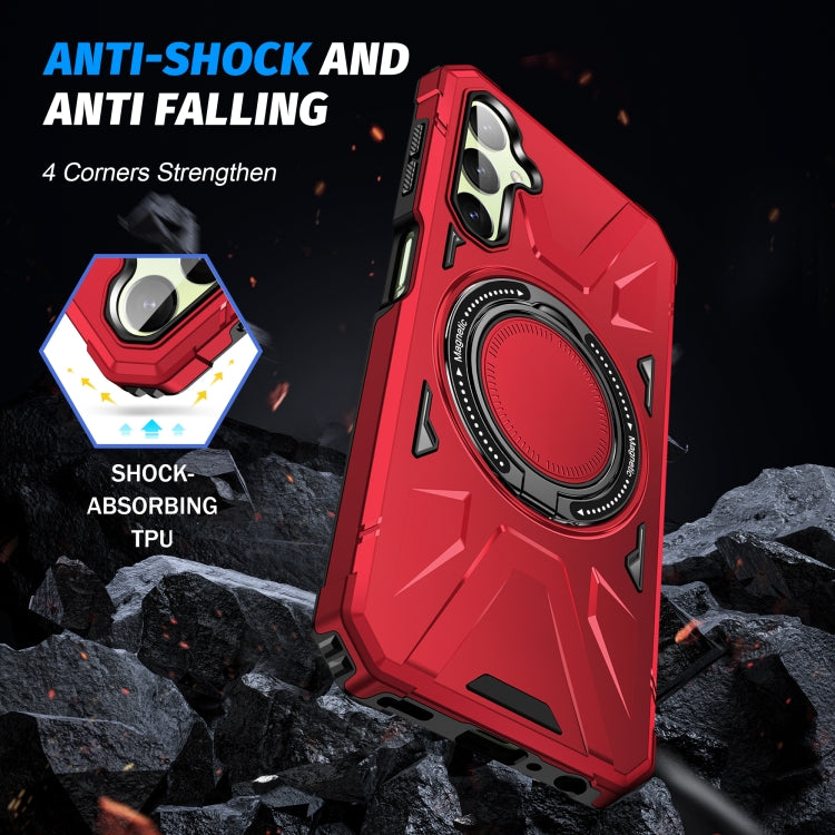 For Samsung Galaxy A24 5G MagSafe Magnetic Shockproof Phone Case with Ring Holder(Red) - Galaxy Phone Cases by PMC Jewellery | Online Shopping South Africa | PMC Jewellery