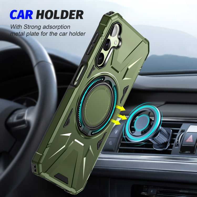 For Samsung Galaxy A24 5G MagSafe Magnetic Shockproof Phone Case with Ring Holder(Dark Green) - Galaxy Phone Cases by PMC TechLife | Online Shopping South Africa | PMC TechLife