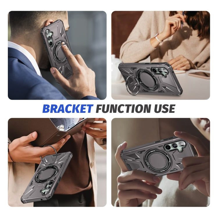 For Samsung Galaxy A15 MagSafe Magnetic Shockproof Phone Case with Ring Holder(Dark Grey) - Galaxy Phone Cases by PMC Jewellery | Online Shopping South Africa | PMC Jewellery