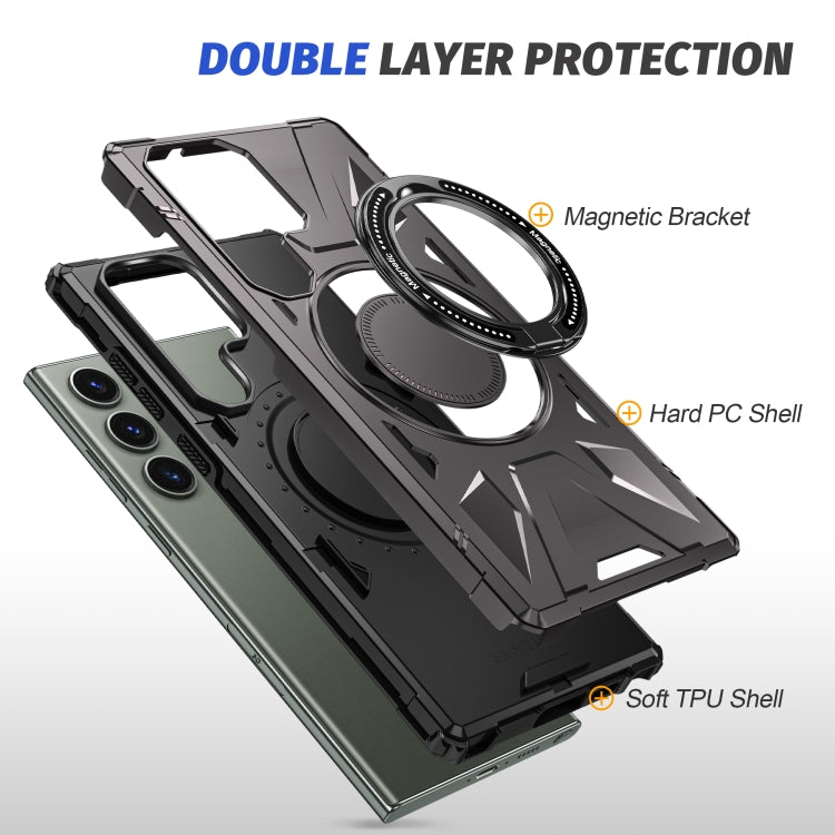 For Samsung Galaxy S24 Ultra 5G MagSafe Magnetic Shockproof Phone Case with Ring Holder(Dark Grey) - Galaxy S24 Ultra 5G Cases by PMC TechLife | Online Shopping South Africa | PMC TechLife