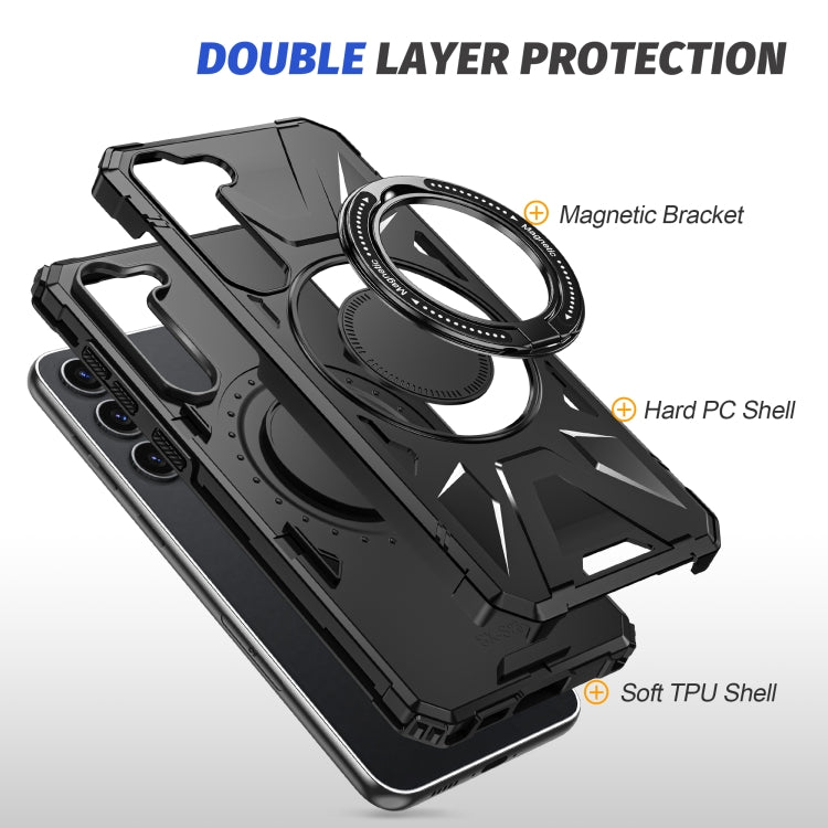 For Samsung Galaxy S24 5G MagSafe Magnetic Shockproof Phone Case with Ring Holder(Black) - Galaxy S24 5G Cases by PMC TechLife | Online Shopping South Africa | PMC TechLife