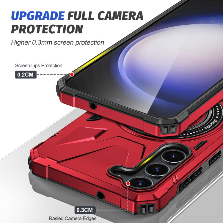For Samsung Galaxy S24 5G MagSafe Magnetic Shockproof Phone Case with Ring Holder(Red) - Galaxy S24 5G Cases by PMC TechLife | Online Shopping South Africa | PMC TechLife