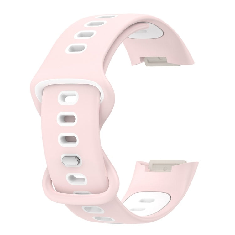 For Fitbit Charge 6 Two Color Silicone Watch Band(Sand Powder White) - Watch Bands by PMC TechLife | Online Shopping South Africa | PMC TechLife