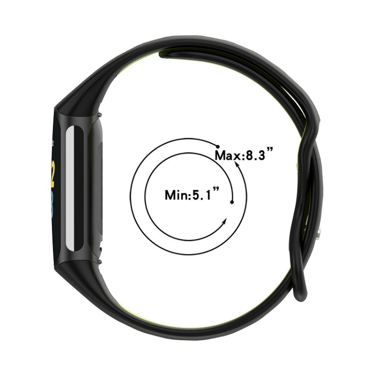 For Fitbit Charge 6 Two Color Silicone Watch Band(Black Grey) - Watch Bands by PMC TechLife | Online Shopping South Africa | PMC TechLife