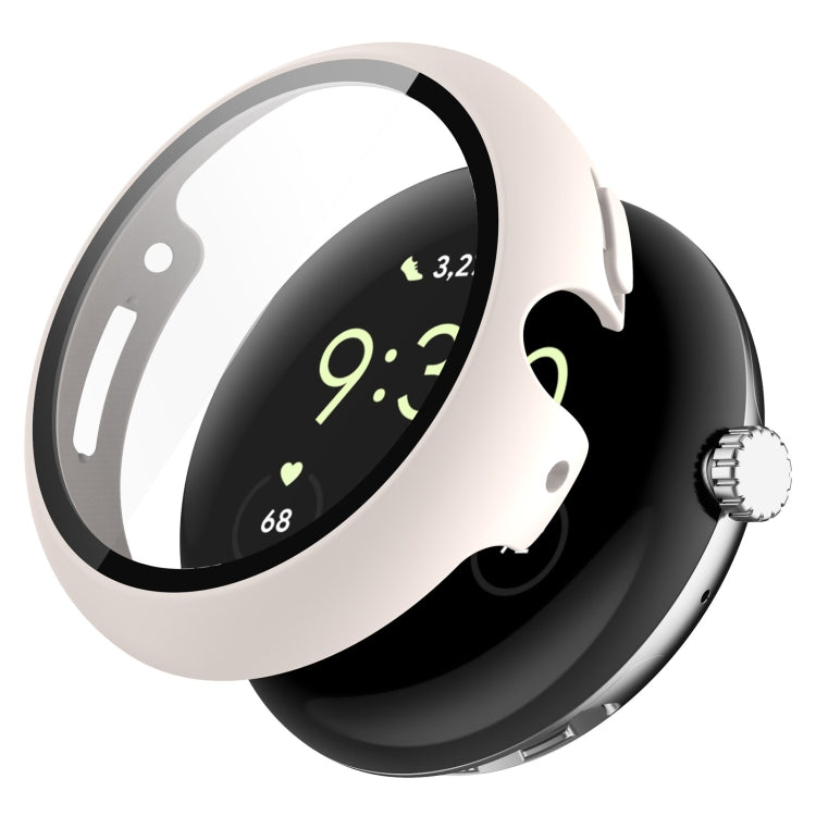 For Google Pixel Watch 2 PC + Tempered Film Integrated Watch Protective Case(White) - Watch Cases by PMC TechLife | Online Shopping South Africa | PMC TechLife